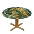 thumbnail image 3 of GOSMITH Tablecloth Decorative Tropical Leaf Heavy Fabric Jacquard Chenille, Round Table Cover White, 3 of 7