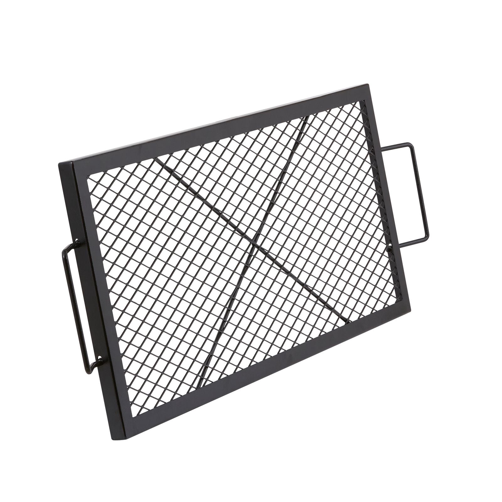 Fire Pit Cooking Grate 32" x 15", Heavy-Duty Steel, Diamond-Shaped Mesh, 44 lbs Capacity, Portable Handle, for Camping BBQ Outdoor Cooking