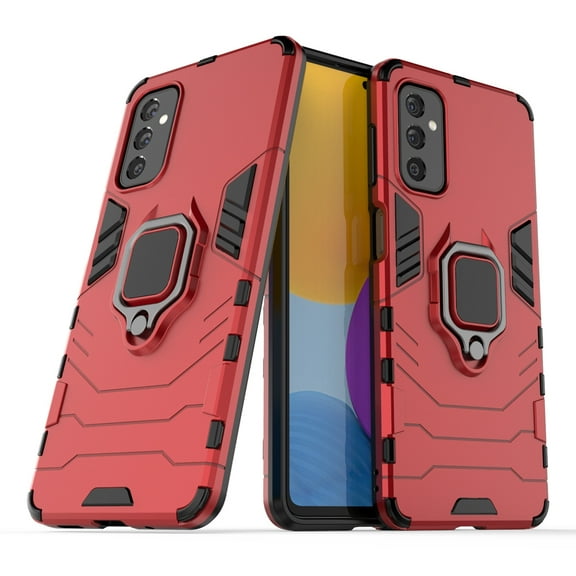 For Samsung Galaxy M52 5G PC TPU Shockproof Protective Phone Case with Magnetic Ring Holder