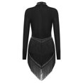 thumbnail image 4 of Linjinx Womens Tassel Latin Dance Dress Long Sleeve Leotard Salsa Jazz Tango Performance Bodysuit Black L, 4 of 4
