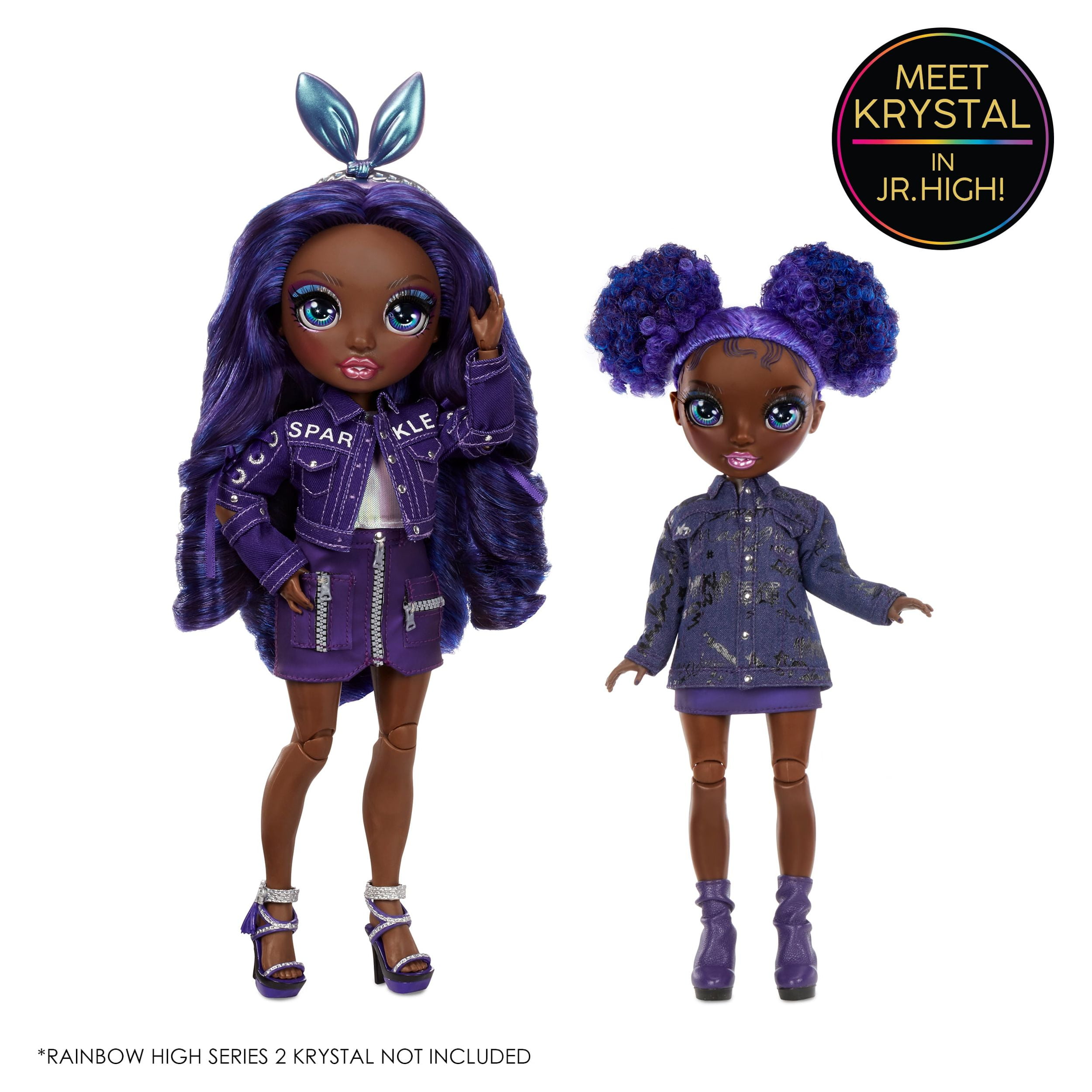 Rainbow High Jr High Krystal Bailey- 9-Inch Purple Fashion Doll with Doll  Accessories- Open and Closes Backpack. Great Gift for Kids 6-12 Years Old  and Collectors 