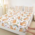 thumbnail image 3 of Homewish Funny Capibara Animal Twin Sheet Sets, Cartoon Rainbow Twin Fitted Sheet, Teens Kids Boys Girls Flat Sheet, Ultra Soft Bedroom Decor, 3pcs, 3 of 7