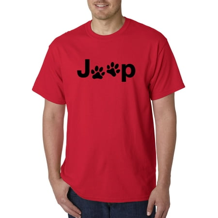- Trendy USA 1172 - Unisex T-Shirt Jeep Dog Paws Logo XL Red