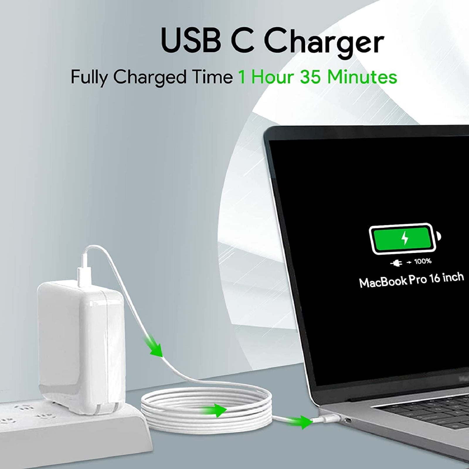 140W Laptop Charger USB C Compatible with All Type C Device, Include Charge Cable (6.6ft/2m), White