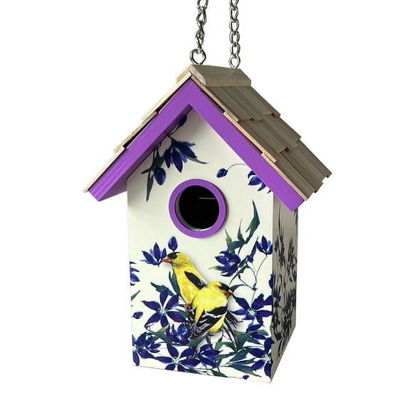 Standard Cottage Birdhouse - Goldfinch & Clematis Print