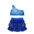 thumbnail image 4 of Alvivi Girls Hip Hop Jazz Modern Dance Outfit Sequins Dancewear Stage Performance Costume Royal Blue 14, 4 of 5