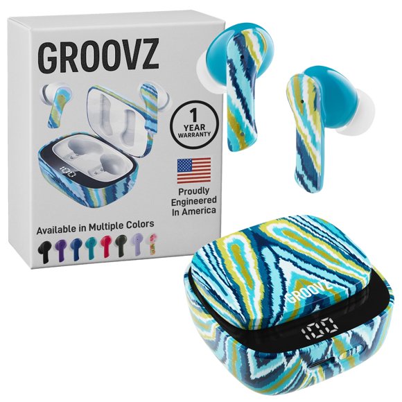 Auriculares inalámbricos verdaderos Groovz Bluetooth IPX4 batería de 27 h