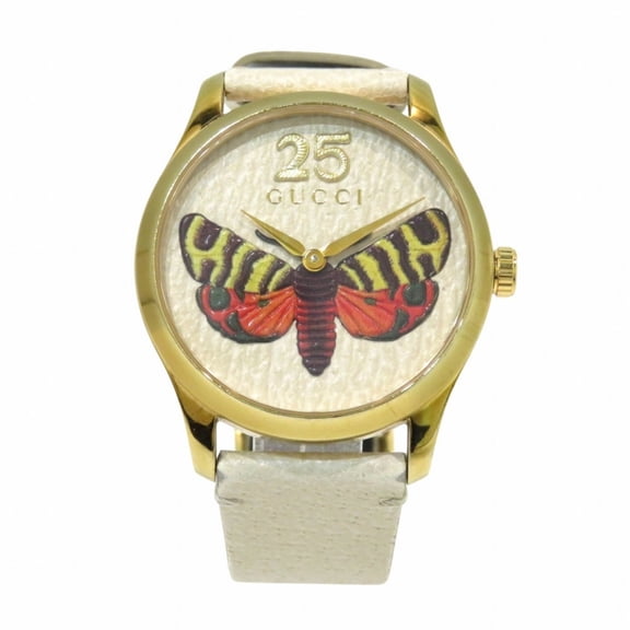 Pre-Owned Gucci G-Timeless Watch, 49.5g, Genuine Leather, Quartz Movement, Ivory Dial, YA1264062