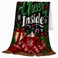 thumbnail image 2 of Cheer Inside Holiday decorative motif Boxes, Festive Holiday Scene, Warm Flannel Blanket for Living Room and Reading Nook with Detailed Artwork, Art Lovers Christmas Gift, Festive Home Decor, 2 of 9