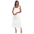 thumbnail image 3 of Womens Ruffle Square Neck Split Summer Dress Wedding Party Bridesmaid Night Out Dresses Cream White L, 3 of 8
