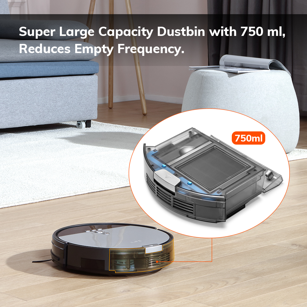 ILIFE V8s-W, Robot Vacuum and Mop 2 in 1, Route Planning, Tangle Free for Pet Hair, XL 750ml Dustbin - image 3 of 6