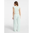 thumbnail image 2 of No Boundaries Pointelle Baby Tee and Pants Sleep Set, 2-Piece, Women's XXS-3X, 2 of 4