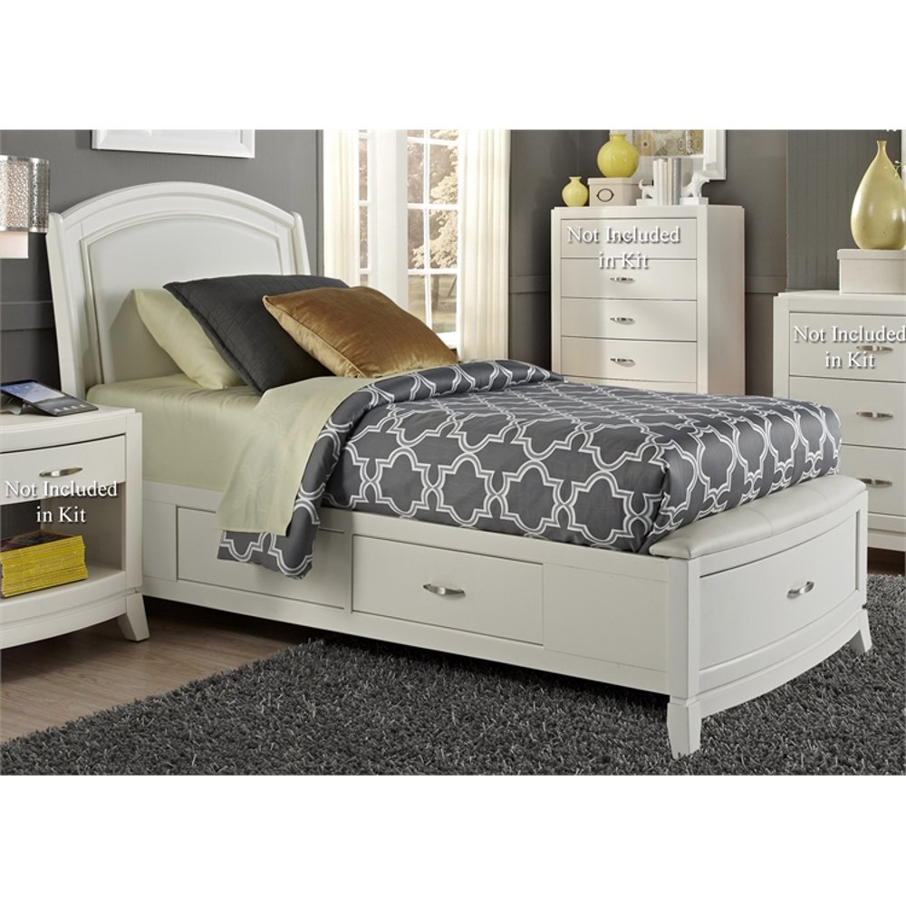 Liberty Avalon II Youth One Sided Storage Bed In White Truffle (Twin