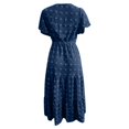 thumbnail image 5 of Women's Casual Summer Dress V Neck Bohemian Flowy Tie Waist Solid Color Short Sleeve Dress For Daily Wear With Jacquard Fabric, 5 of 5