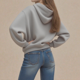 thumbnail image 3 of Pop cazadora para niña Hooded Sweatshirt,Soft Streetwear Pullover,Cute Long Sleeve Hoodie for Fall Winter （Gray）, 3 of 3