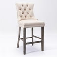 thumbnail image 2 of Rhomtree Velvet Upholstered Counter Height Barstools with Tufted Nailhead Trim, Beige (Set of 6), 2 of 8