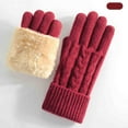 thumbnail image 2 of Hellosay Womens Gloves Winter Knit Thermal Warm Fleece Lined Christmas Gifts Red, 2 of 3