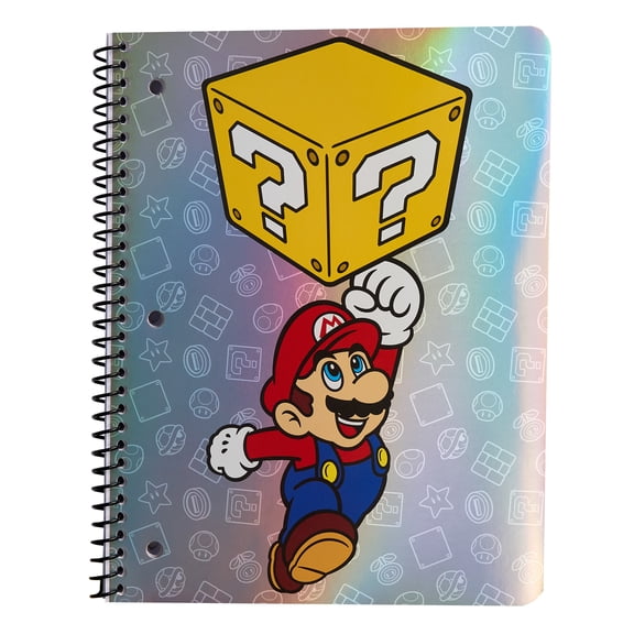 Nintendo Super Mario 1-Subject Spiral Notebook, Wide Ruled, 80 Sheets, for Students