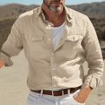 thumbnail image 6 of Long Sleeve Shirts Hvyesh Button Down Linen Shirts for Men Casual Long Sleeve Regular Fit Beach Shirts Vintage Work Tee Shirts with Pocket, 6 of 6