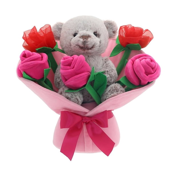 oso de san valentín con flores