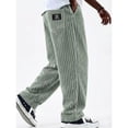thumbnail image 2 of Dwelliawo Baggy Sweatpants Men Corduroy Elastic Waist Straight Leg Pant Lightweight Loose Fit Pants Vintage Winter Sweatpants with Pocket Light Green L, 2 of 4