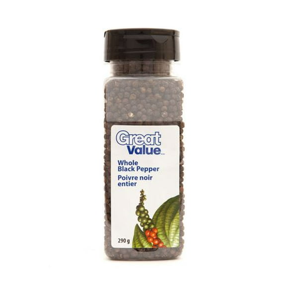 Great Value Whole Black Pepper, 290 g