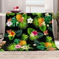 thumbnail image 3 of Pineapple Floral Blanket Gifts for Women Kids Girls Tropical Colorful Flowers Leaves Foliage Throw Bedroom Summer Decor Soft Plush Throw 50"x60", 3 of 6