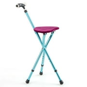 Goplus Adjustable Folding Cane Seat Stool Aluminum Alloy Crutch Chair with Light Black