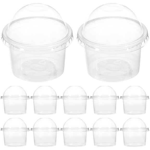 HOMEMAXS 100pcs Dessert Cups with Lids Disposable Pudding Cups Plastic Disposable Cups for Soup Sundaes Ice Cream