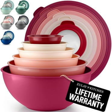 12-Piece Plastic Mixing Bowls with Leak-Proof Lids Set - Microwave & Freezer-Safe Kitchen Mixing Bowls for Prep, Serving & Storage - Large Nesting Bowls (Blue Ombre)