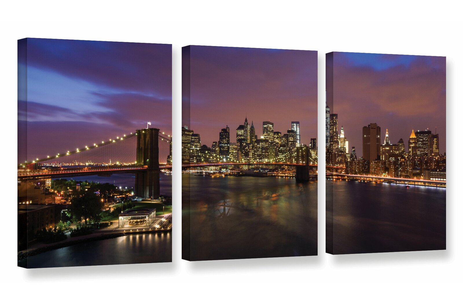 'NYC Skyline with Brooklyn Bridge Panoramic' by Cody York 3 Piece ...