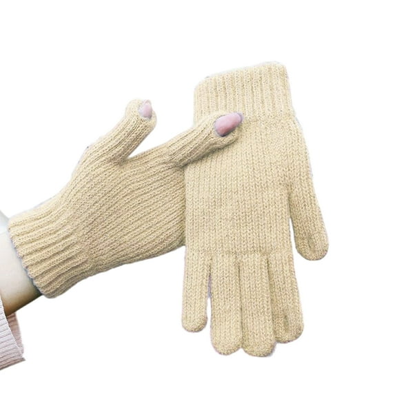 Winter Warmth Gloves With Screen Touch Finger Hole Fleece Lining Hand Glvoes For Women Daily Indoor Outdoor Wear