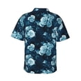 thumbnail image 6 of Wukai Ink Rose Men's Hawaiian Shirt Short Sleeve Casual Button Down Summer Beach Aloha Shirt Tropical Print Holiday Party, 6 of 8