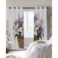 thumbnail image 3 of Spring Floral Blackout Curtains 84 Inch Length Rustic Watercolor Vintage White Purple Flower Green Leaf Plant Thermal Insulated Window Curtain Window Drapes 2 Panels for Bedroom Living Room 42"Wx84"L, 3 of 9