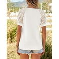 thumbnail image 4 of Coferset V Neck T Shirts Cute Summer Tops Lace Puff Short Sleeve Blouses for Women Casual Blouse, 4 of 6
