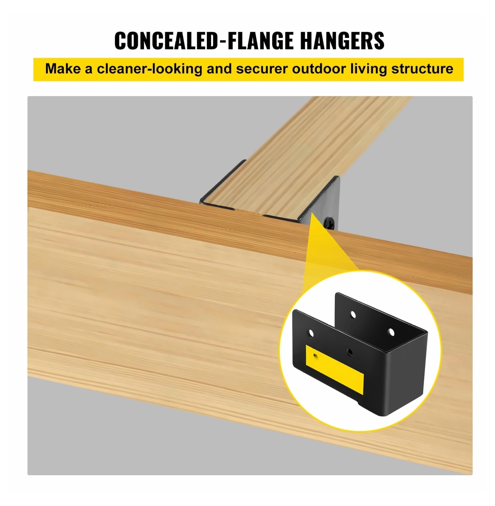 TriGol Joist Hangers 2x4, Concealed Flange, 24 Pack - Q235 Steel Plate, Powder-Coated, for 2x4 Lumber, 3.7" Outdoor Swing & Beam Support