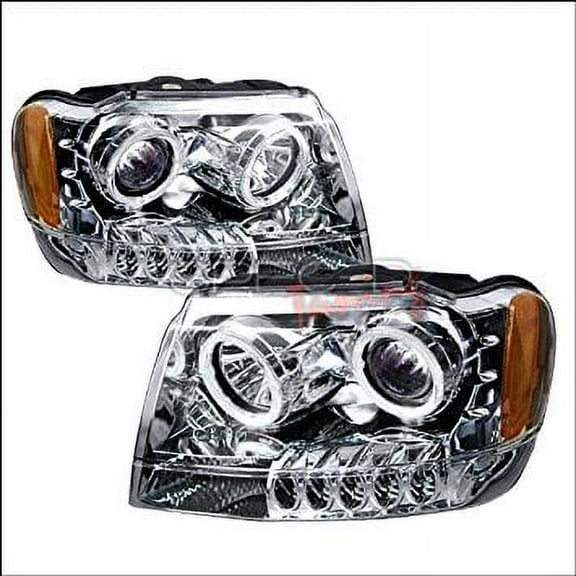 99-04 JEEP GRAND CHEROKEE HALO PROJECTOR HEADLIGHTS CHROME