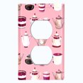 thumbnail image 2 of Metal Light Switch Wall Plate Outlet Cover (Coffee Mocha Espresso Tea Pot Kettle Maker Festive Cup Pink Pattern - Single Duplex), 2 of 2