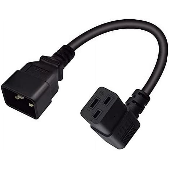 Toptekits C20 to Left Angled C19 Power Cable Cord- 0.6ft/20cm Server/PDU Power Cord (C20 to Left Angle C19)