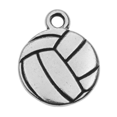 - TierraCast Pewter Charm, 2-Sided Volleyball 19x15.4mm, 1 Piece, Antiqued Silver Plated