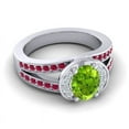 thumbnail image 3 of 2.35 Carat Oval Cut Peridot & Red Ruby Gemstone Shiny Anniversary Ring for her 18K White Gold Size 8.5 by Diamond-Capitals, 3 of 8