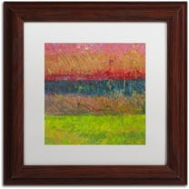 Trademark Fine Art "Lake and Hills" Canvas Art by Michelle Calkins, White Matte, Wood Frame