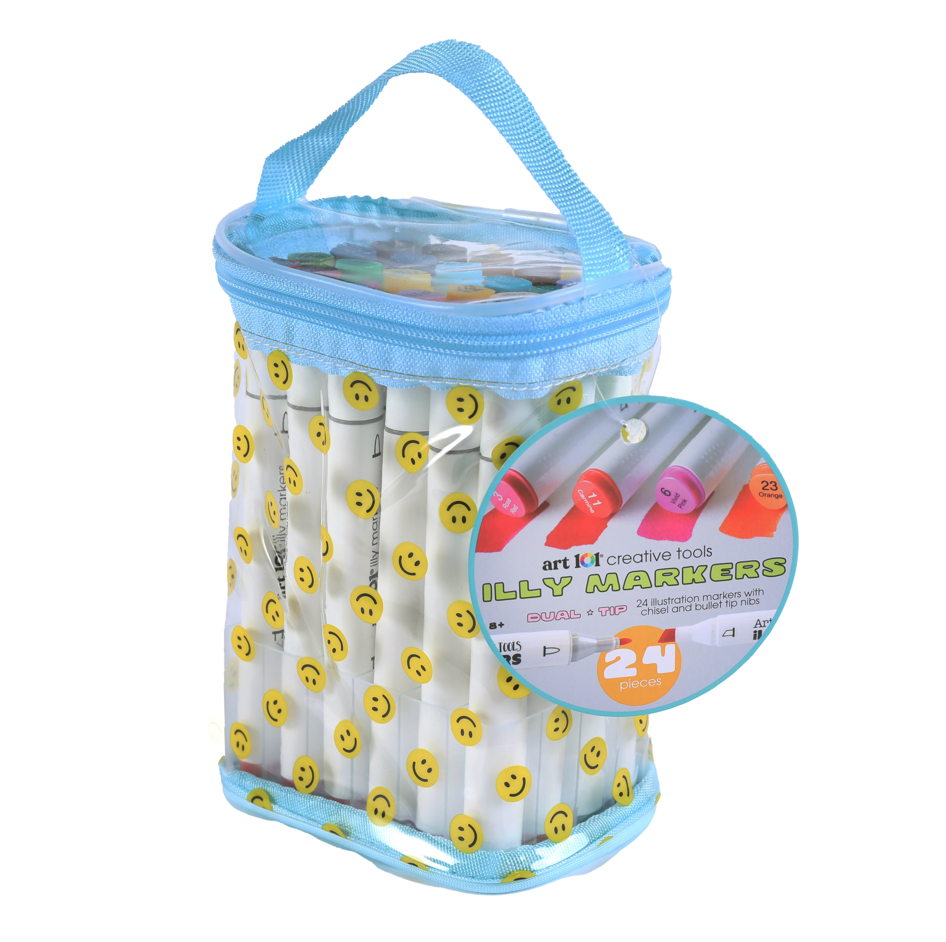 Art 101 Illy Markers with Carry Pouch, Marker Easter Basket Stuffer for Kids, 24 Count