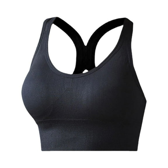 DondPO Bras for Women Summer Sports Girls Bra Gathered Shockproof Tube Top Wide Shoulder Strap Vest Back Underwear Everyday Bras No Wire Bras for Women Black L