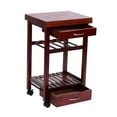 thumbnail image 2 of 19" Rolling Wooden Storage Cart Kitchen Trolley with Drawers and Wine Rack, 2 of 3