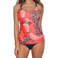thumbnail image 2 of Haut de Tankini Conservateur pour Femme Col Rond Bretelles Ajustables Coussinets Amovibles Coupe Ample Haut de Maillot de Bain Été Plage Piscine Rouge, 2 of 5