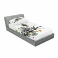 thumbnail image 3 of Ambesonne Modern Fitted Sheet & Pillow Sham Set, Music Set Headphones, Queen, Black Green and Orange, 3 of 3