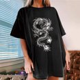 thumbnail image 2 of Hauts d'Été pour Femmes 2023 Mode Féminine Imprimé Col Rond Ample Manches Courtes T-shirt Blouse Pull, 2 of 5