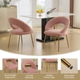 thumbnail image 3 of 061-Set of 1 Teddy Fabric Dining Chairs With Curved Backrest and Golden Metal Legs for Kitchen or Dining Room ,White, 3 of 27