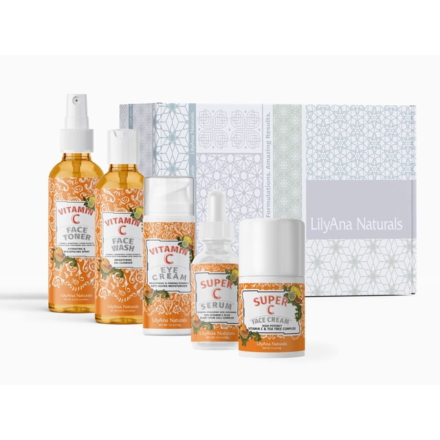 Set de regalo para el cuidado de la piel LilyAna Naturals, juego de 5 piezas con vitamina C